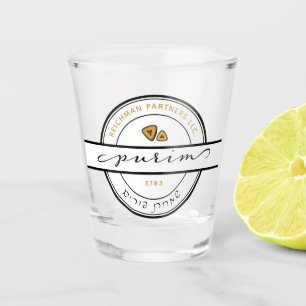 HAPPY PURIM Script Purim Shot Glass with Gold