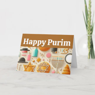 Happy Purim, Star Of David, Menorah, Kosher, Art  Card