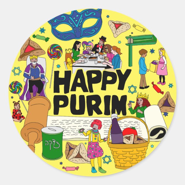 Happy Purim Stickers (Front)
