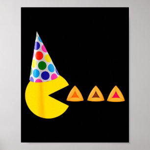Happy purim video game eating hamantashen queen poster