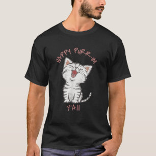 Happy Purim Y All Funny Jewish Cat Lover Purim T-Shirt