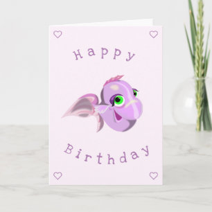 Happy Purple Fish Funny Birthday Card