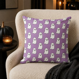 Happy Purple Ghost Pattern Halloween Boo Cushion