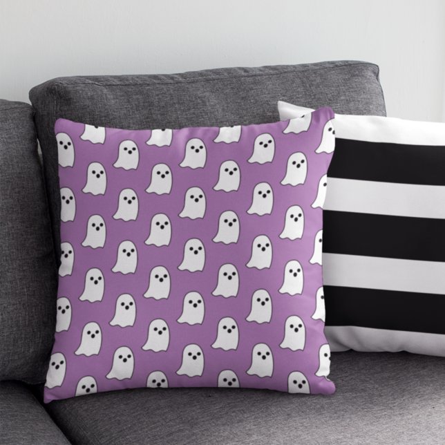 Happy Purple Ghost Pattern Halloween Cushion (Creator Uploaded)