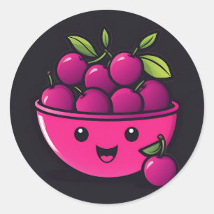 Happy Purple Plum Classic Round Sticker