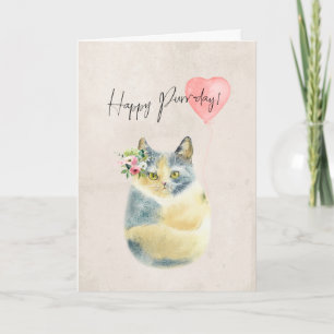 happy purr day cute cat birthday card