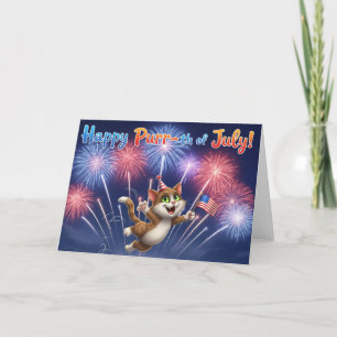Happy Purr-th of July! – Dancing Cat Greeting Card