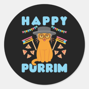 Happy Purrim Purim Cat Jewish Holiday Classic Round Sticker
