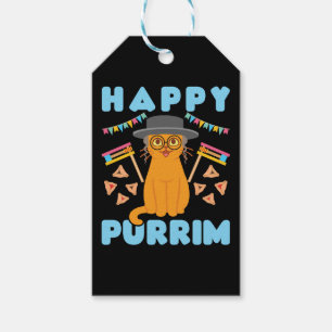 Happy Purrim Purim Cat Jewish Holiday Gift Tags