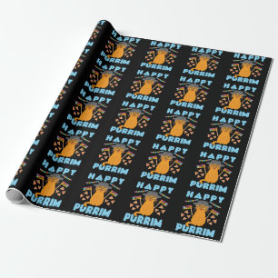 Happy Purrim Purim Cat Jewish Holiday Wrapping Paper