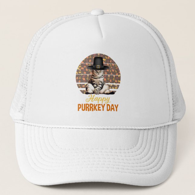 Happy Purrkey Day Trucker Hat (Front)