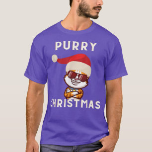 Happy Purry Cool Cat Merry Christmas Cat Lover Uni T-Shirt