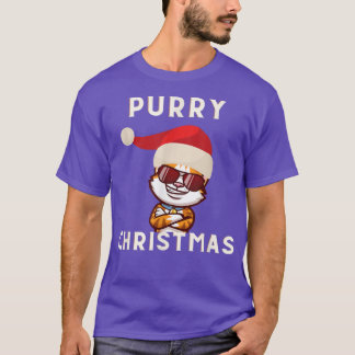 Happy Purry Cool Cat Merry Christmas Cat Lover Uni T-Shirt