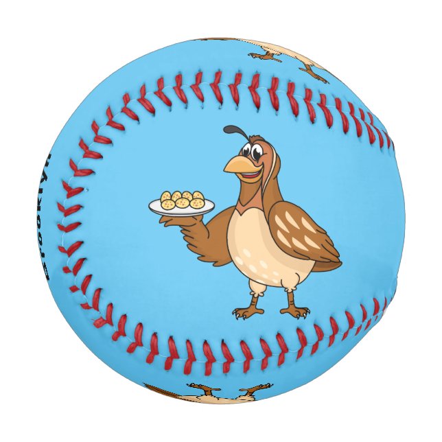 Happy quail with eggs cartoon   baseball (Front Left)