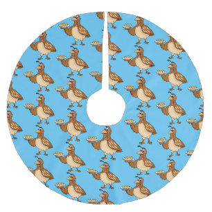 Happy quail with eggs cartoon brushed polyester tree skirt
