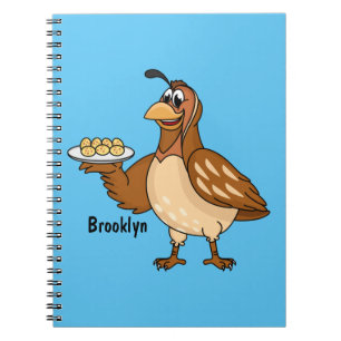 Happy quail with eggs cartoon notebook