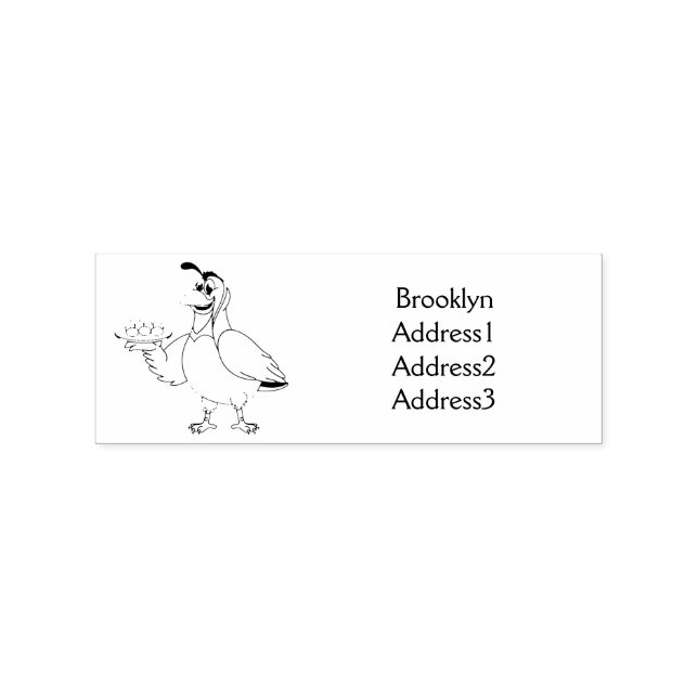 Happy quail with eggs cartoon rubber stamp (Imprint)