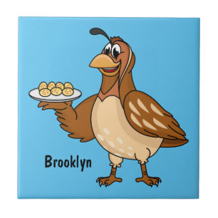 Happy quail with eggs cartoon  tile