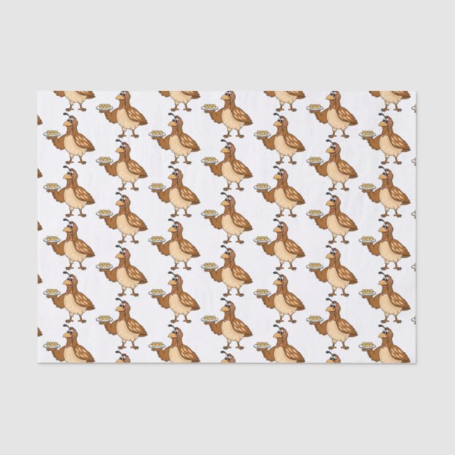 Happy quail with eggs cartoon  tissue paper (Front)