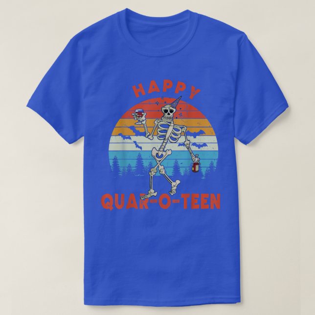 Happy QuarOTeen Dance Skeleton Halloween Funny  T-Shirt (Design Front)
