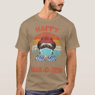 Happy QuarOTeen Dog with Face Mask Dog Halloween  T-Shirt