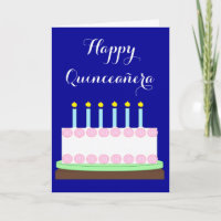 Happy Quinceañera:  Dark-blue Blank
