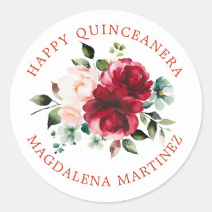 Happy Quinceanera Floral Custom Envelope Seal
