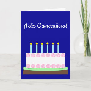 Happy Quinceañera in Spanish:  Dark Blue Blank Card