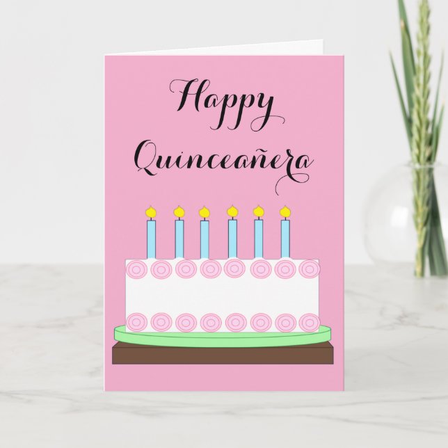 Happy Quinceañera:  Pink Card (Front)