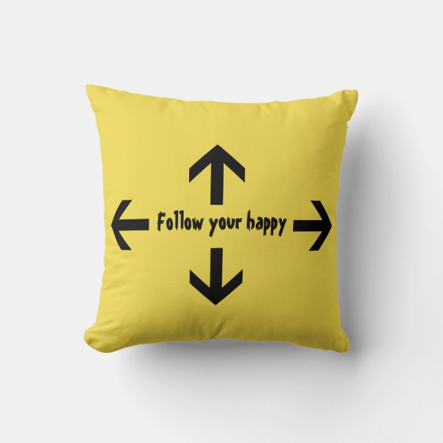 Happy Quote Throw Pillow (Front)