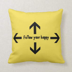 Happy Quote Throw Pillow