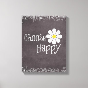 Happy Quote with Daisy Canvas Print