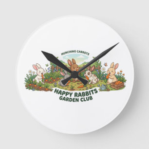 Happy Rabbits Garden Club T-Shirt – Cute Cartoon  Round Clock