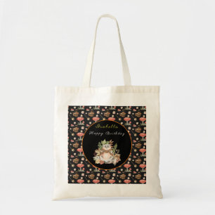 Happy Racoon Customise Text and Colour Tote Bag
