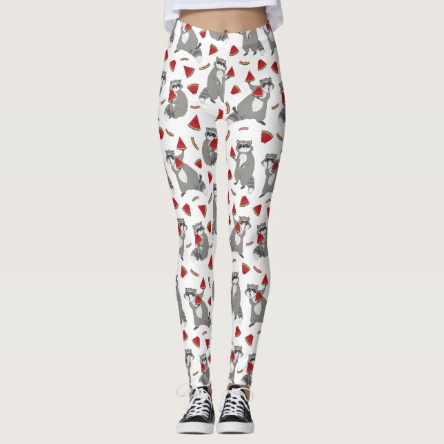 Happy racoon with watermelon leggings (Front)