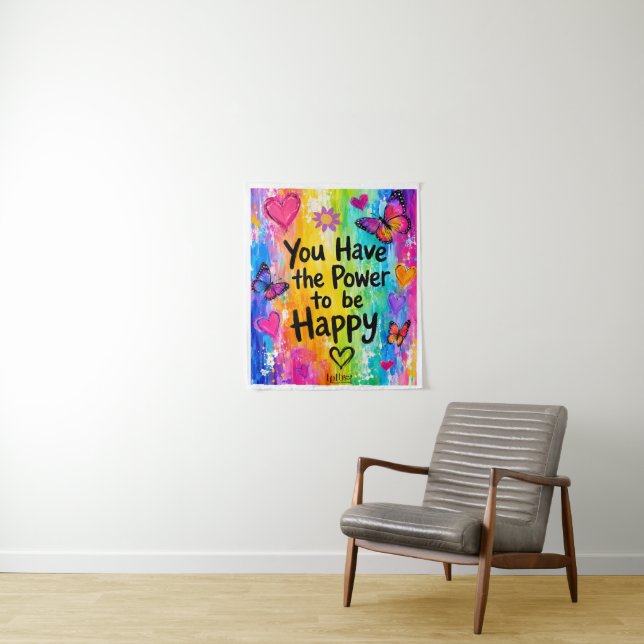 HAPPY RAINBOW AND BUTTERFLIES TAPESTRY (In Situ)