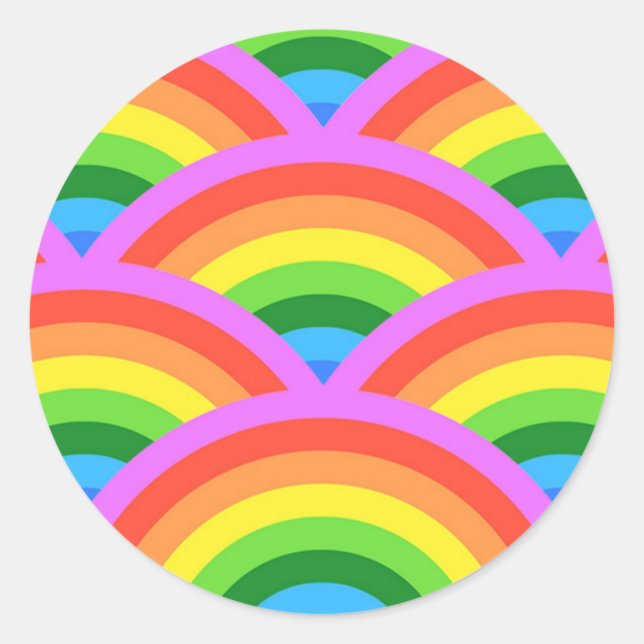 Happy Rainbow Classic Round Sticker (Front)
