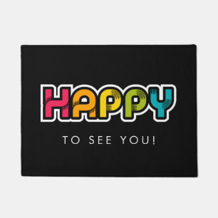 Happy Rainbow coloured word Doormat