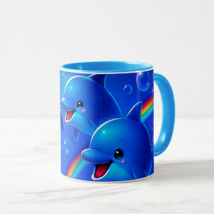 Happy rainbow dolphins mug