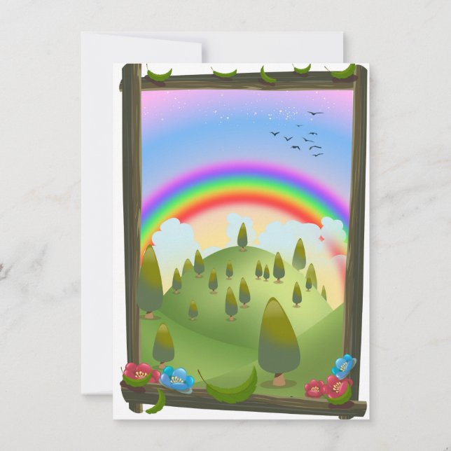 Happy Rainbow Landscape Invitation (Back)