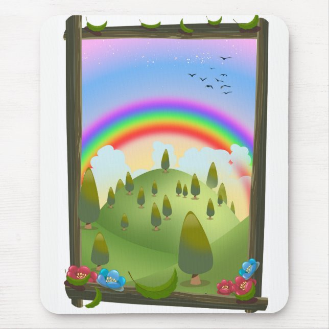 Happy Rainbow Landscape Mouse Mat (Front)