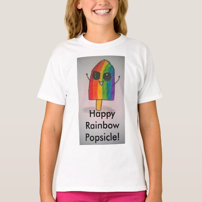 Happy Rainbow Popsicle Girls' Sweatshirt T-Shirt (Front)