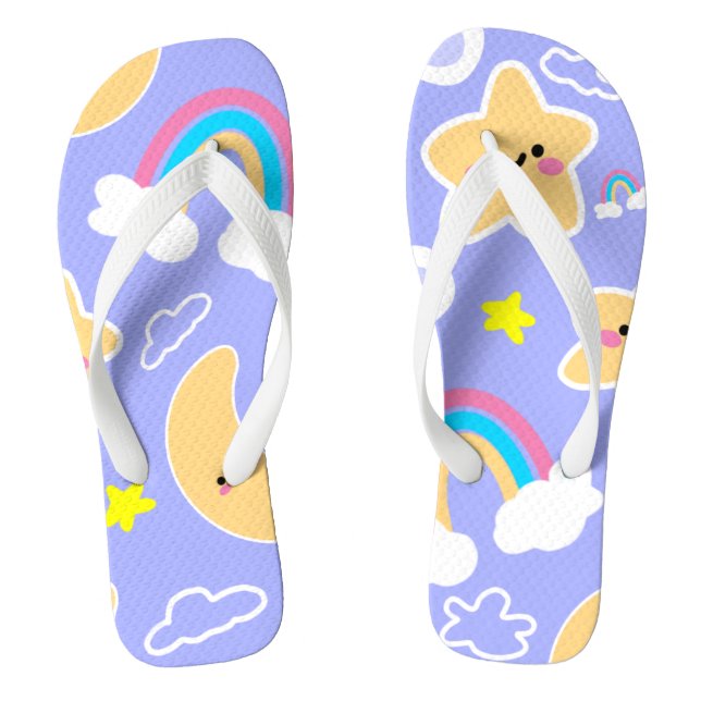 Happy Rainbow Sky Pattern Flip Flops (Footbed)