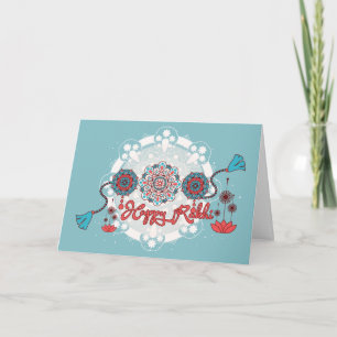 Happy Rakhi, Raksha Bandhan, dusty blue Card