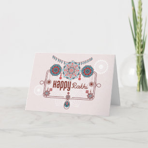 Happy Rakhi, Raksha Bandhan, dusty pink, teal Card