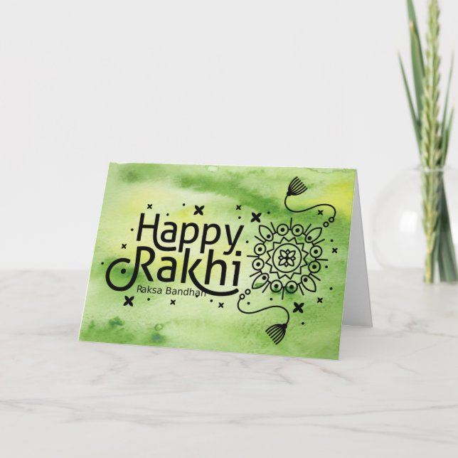 Happy Rakhi, Raksha Bandhan, green Card (Front)