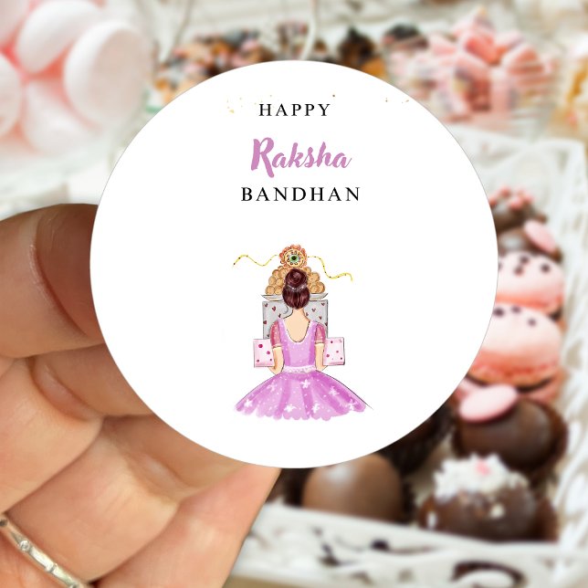 happy rakhi, rakshabandhan, indian festival, classic round sticker (Creator Uploaded)