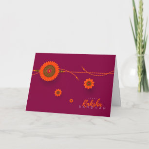 Happy Raksha Bandhan, orange, magenta Card