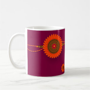 Happy Raksha Bandhan, orange, magenta Coffee Mug