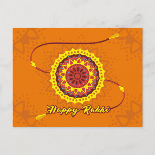 Happy Raksha Bandhan, orange, yellow wristband Postcard